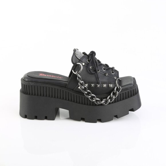 Whimsigoth 90s Goth Chunky Square Toe Platform Slide Sandals - Picture 5 of 5